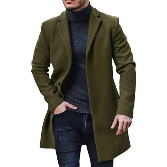 Men's Windproof Wool Trench Coat